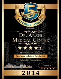 Talk Of The Town Award Winner - Dr. Arani Medical Center - 2014